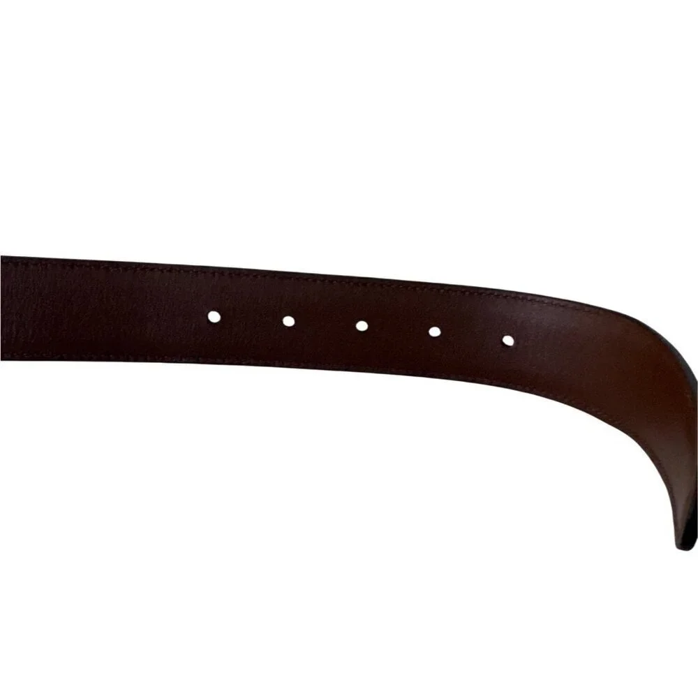 Torino Leather Co. Mens Black Leather Belt Size 42 With Silver Buckle